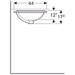 Lavabo bajo encimera serie Geberit VariForm rectangular: B1=45cm, Toma de grifo=Sin, Rebosadero=Visible, Blanco/parte inferior: esmaltado
